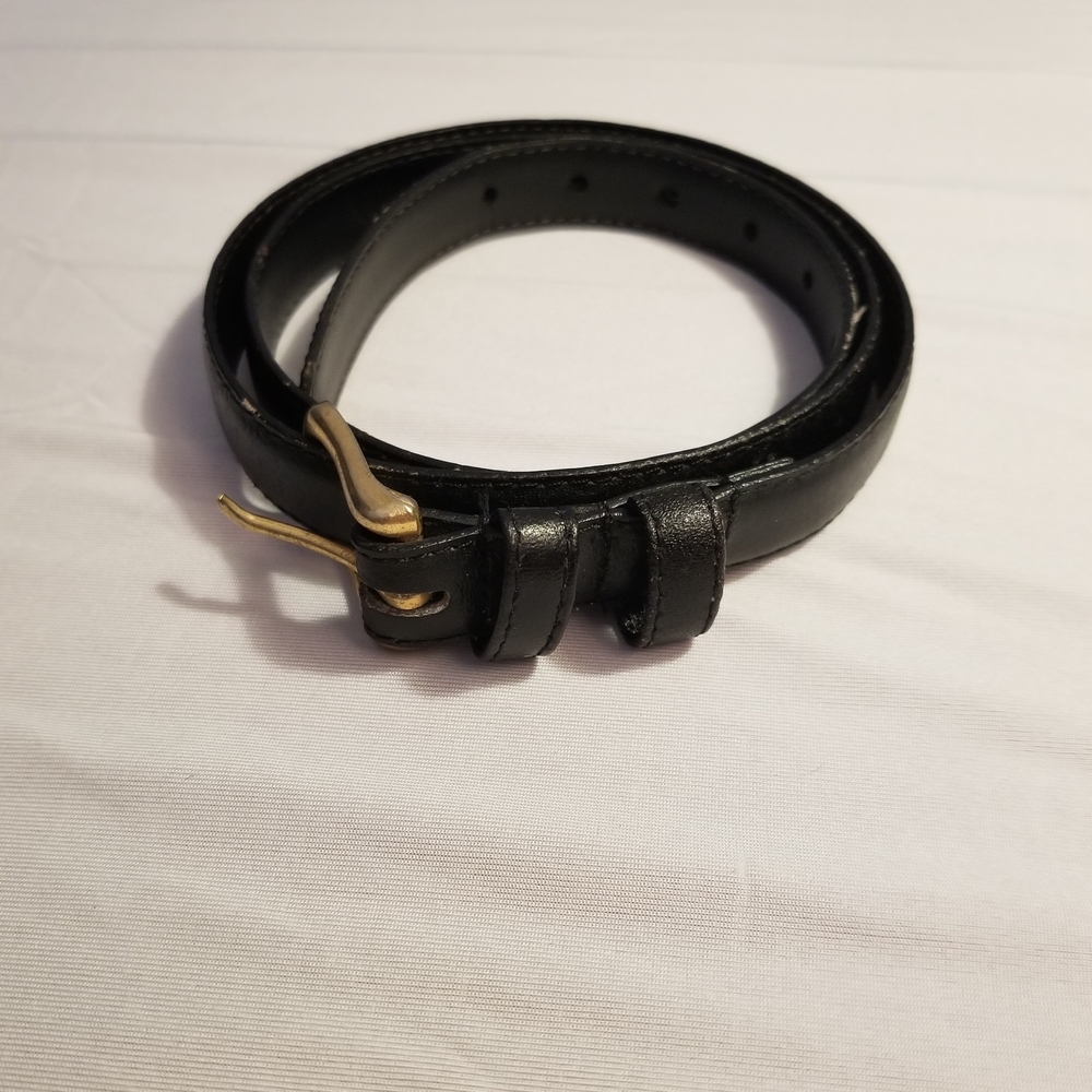 Women's Black Genuine Leather Thin Belt  32inch Long .75wide